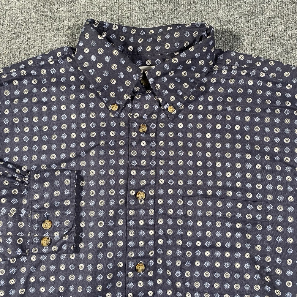 Brooks Brothers Madison Long Sleeve Button Shirt Mens M Geometric Print OCBD
